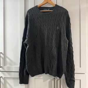 Polo Ralph‎ Lauren Men’s Dark Gray Cable Knit 100% Cotton Crewneck Sweater XL